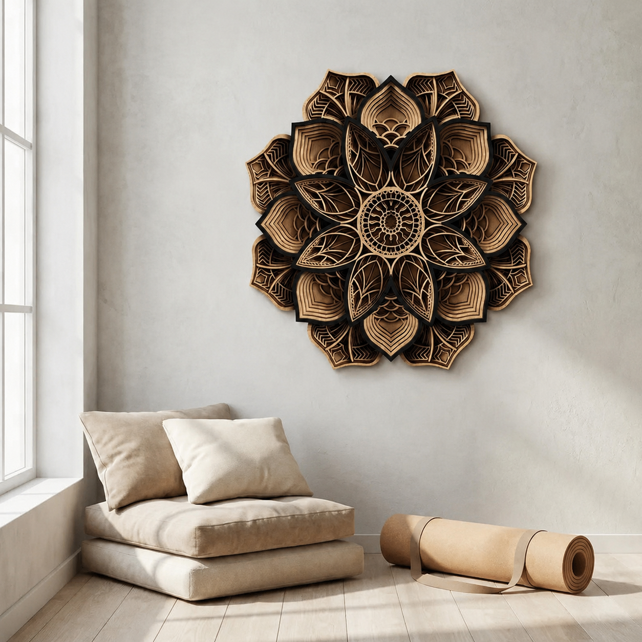 Mandala Echo Lotus Marrón Claro